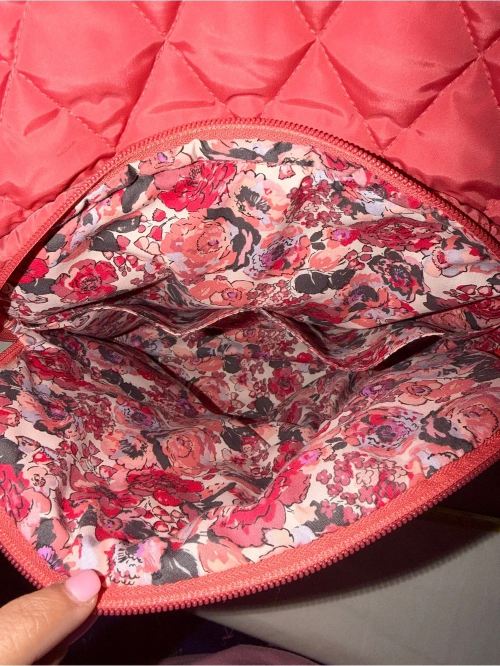 Vera Bradley Quilted Coral Pink Backpack - Picture 12 of 13